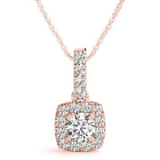 18K Rose Gold 1 3/8 ct tw Halo Diamond Pendant