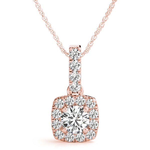 18K Rose Gold 1 3/8 ct tw Halo Diamond Pendant