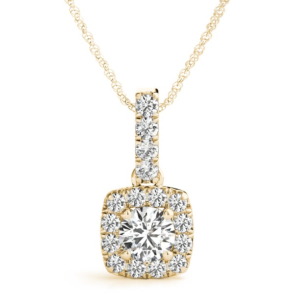18K Yellow Gold 1 3/8 ct tw Halo Diamond Pendant