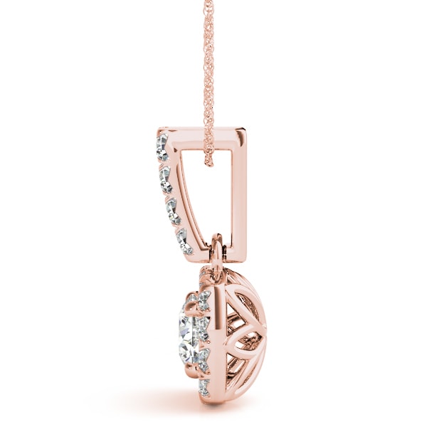 14K Rose Gold 1 3/8 ct tw Halo Diamond Pendant
