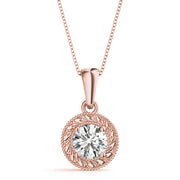 18K Rose Gold 1 ct tw Solitaire Diamond Pendant