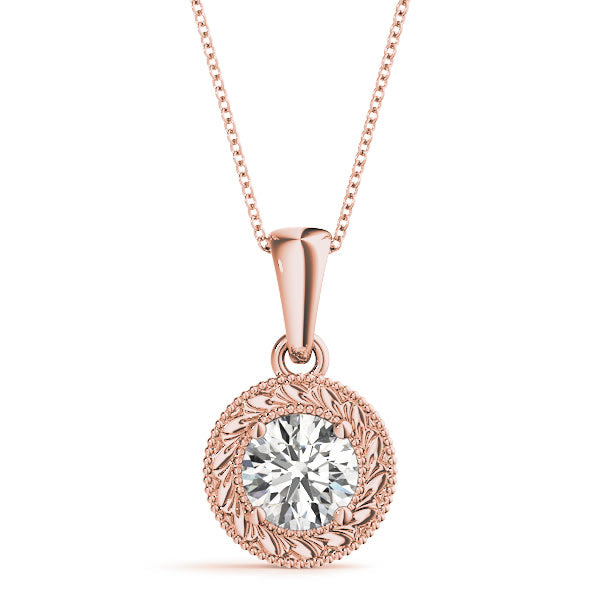18K Rose Gold 1 ct tw Solitaire Diamond Pendant