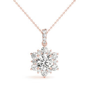 14K Rose Gold 1 1/2 ct tw Halo Diamond Pendant
