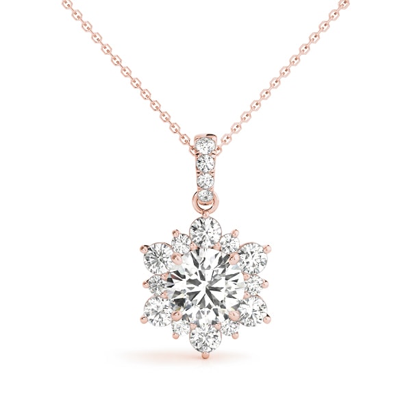 14K Rose Gold 1 1/2 ct tw Halo Diamond Pendant