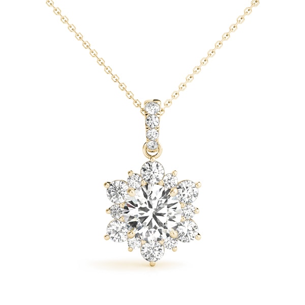 14K Yellow Gold 1 1/2 ct tw Halo Diamond Pendant