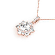 18K Rose Gold 1 1/2 ct tw Halo Diamond Pendant