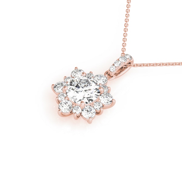 18K Rose Gold 1 1/2 ct tw Halo Diamond Pendant