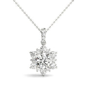 14K White Gold 1 1/2 ct tw Halo Diamond Pendant