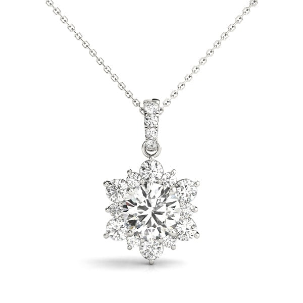 14K White Gold 1 1/2 ct tw Halo Diamond Pendant