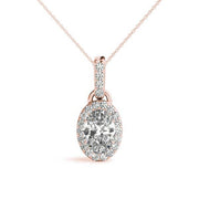 18K Rose Gold 1/5 ct tw Halo Diamond Pendant