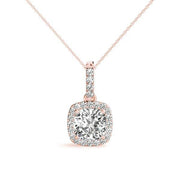 18K Rose Gold 7/8 ct tw Halo Diamond Pendant