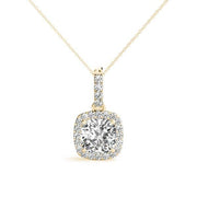 14K Yellow Gold 7/8 ct tw Halo Diamond Pendant