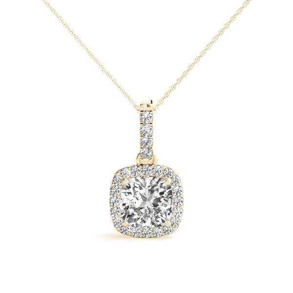 14K Yellow Gold 7/8 ct tw Halo Diamond Pendant