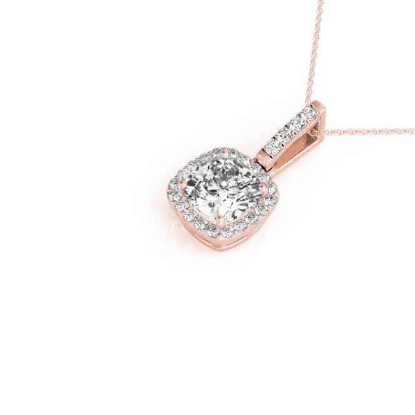 18K Rose Gold 7/8 ct tw Halo Diamond Pendant
