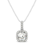 14K White Gold 7/8 ct tw Halo Diamond Pendant