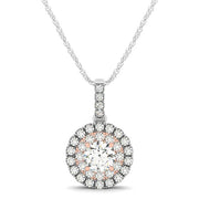 Platinum 3/4 ct tw Halo Diamond Pendant