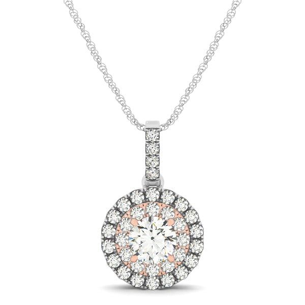 Platinum 3/4 ct tw Halo Diamond Pendant