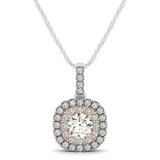 18K White Gold 3/4 ct tw Halo Diamond Pendant
