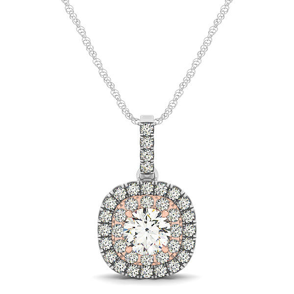 18K White Gold 3/4 ct tw Halo Diamond Pendant