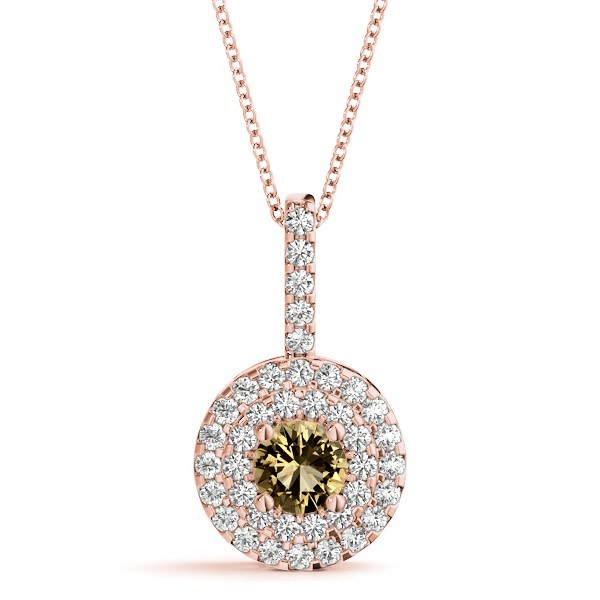 18K Rose Gold 1 1/3 ct tw Halo Diamond Pendant
