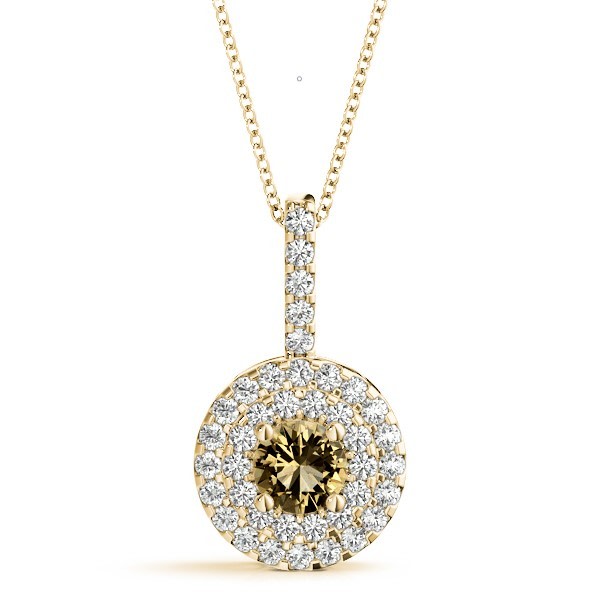 14K Yellow Gold 1 1/3 ct tw Halo Diamond Pendant