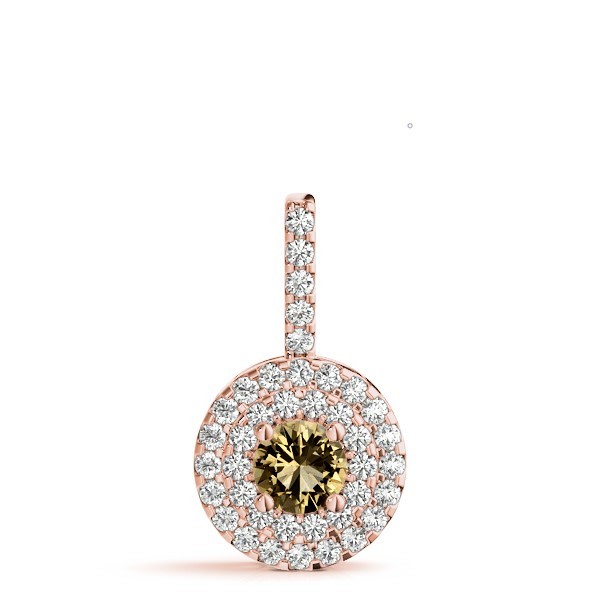 14K Rose Gold 1 1/3 ct tw Halo Diamond Pendant