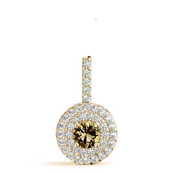 14K Yellow Gold 1 1/3 ct tw Halo Diamond Pendant