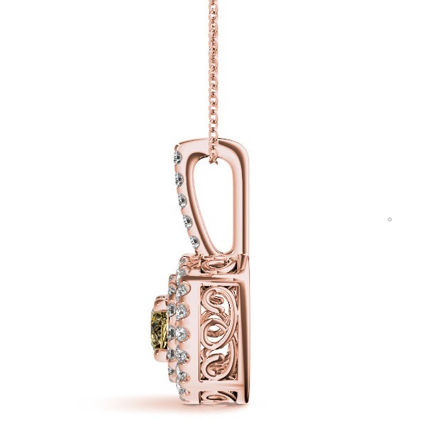 14K Rose Gold 1 1/3 ct tw Halo Diamond Pendant