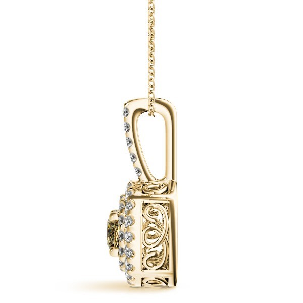 18K Yellow Gold 1 1/3 ct tw Halo Diamond Pendant