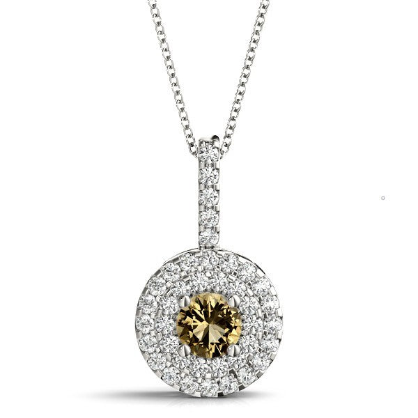 14K White Gold 1 1/3 ct tw Halo Diamond Pendant