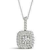 Platinum 1 1/3 ct tw Halo Diamond Pendant