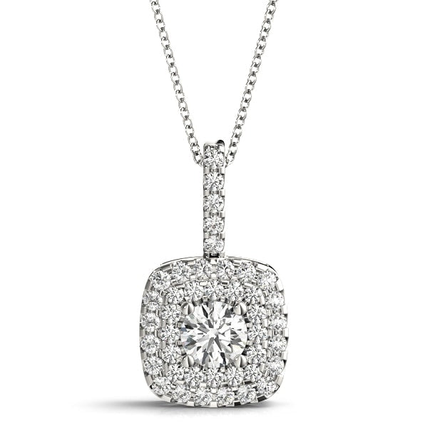 Platinum 1 1/3 ct tw Halo Diamond Pendant