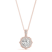 14K Rose Gold 5/8 ct tw Halo Diamond Pendant