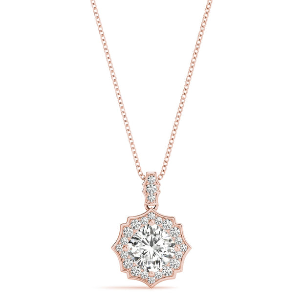 14K Rose Gold 5/8 ct tw Halo Diamond Pendant