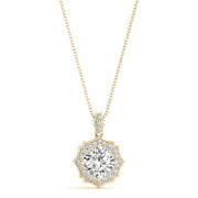 14K Yellow Gold 5/8 ct tw Halo Diamond Pendant