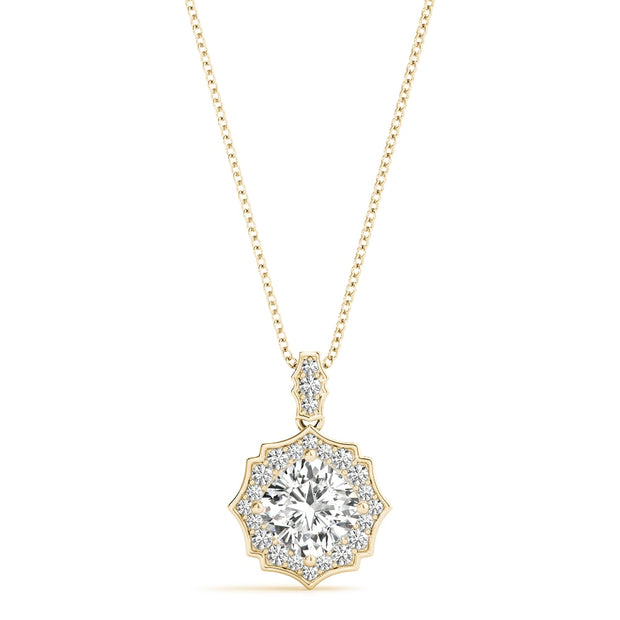 14K Yellow Gold 5/8 ct tw Halo Diamond Pendant