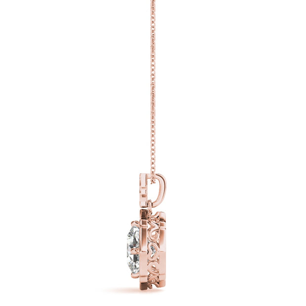 18K Rose Gold 5/8 ct tw Halo Diamond Pendant