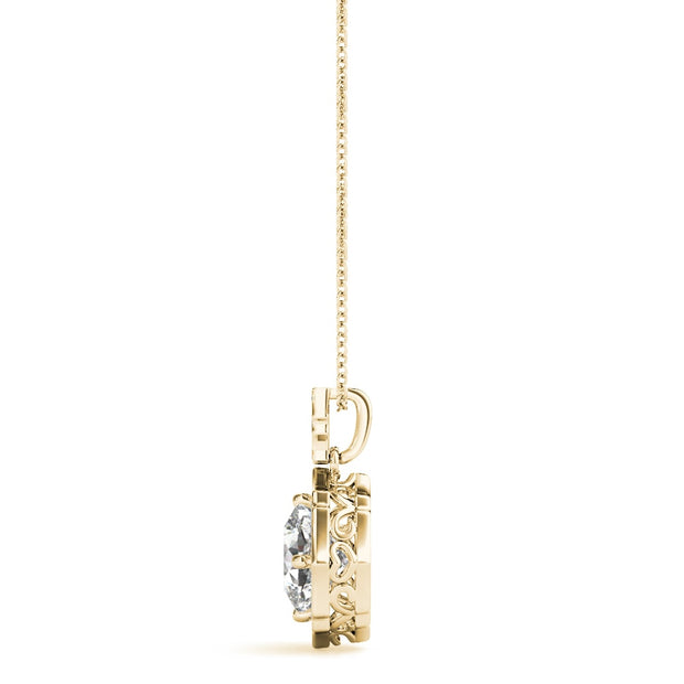 18K Yellow Gold 5/8 ct tw Halo Diamond Pendant