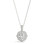 14K White Gold 5/8 ct tw Halo Diamond Pendant