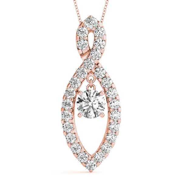 14K Rose Gold 7/8 ct tw Solitaire Diamond Pendant
