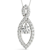 14K White Gold 7/8 ct tw Solitaire Diamond Pendant