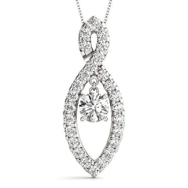 14K White Gold 7/8 ct tw Solitaire Diamond Pendant
