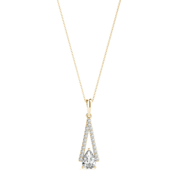 14K Yellow Gold 3/4 ct tw Halo Diamond Pendant