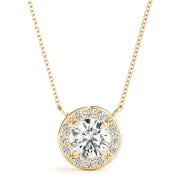 18K Yellow Gold 1 ct tw Halo Diamond Pendant