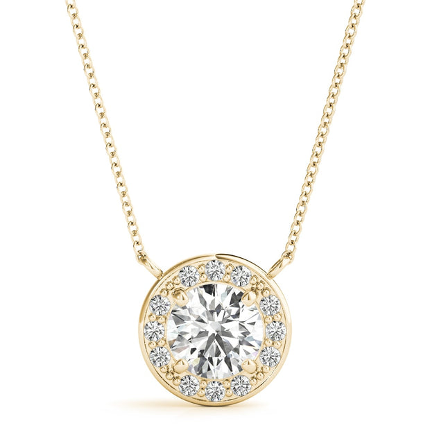 18K Yellow Gold 1 ct tw Halo Diamond Pendant