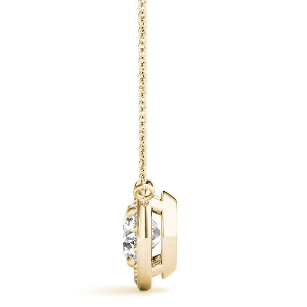 14K Yellow Gold 1 ct tw Halo Diamond Pendant