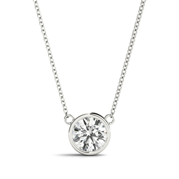 18K White Gold 1 ct tw Solitaire Diamond Pendant