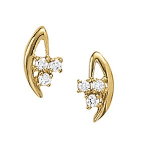 14K White Gold 1/8 ct tw Three Stone Diamond Earring