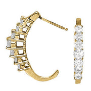 14K White Gold 1/2 ct tw J-Hoops Diamond Earring