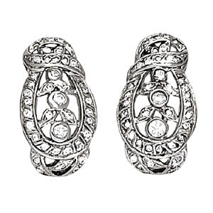 14K White Gold 1/4 ct tw J-Hoops Diamond Earring
